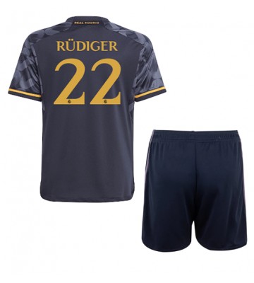 Real Madrid Antonio Rudiger #22 Koszulka Wyjazdowych Dziecięca 2023-24 Krótki Rękaw (+ Krótkie spodenki)